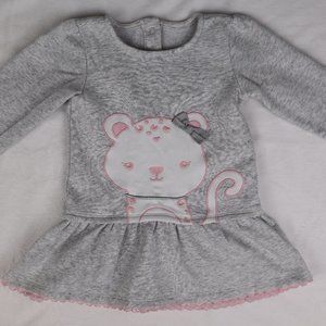 Gymboree NWOT Gray White Kitty Cat W Bow Girl Tunic Dress Top Fleece Interior 12